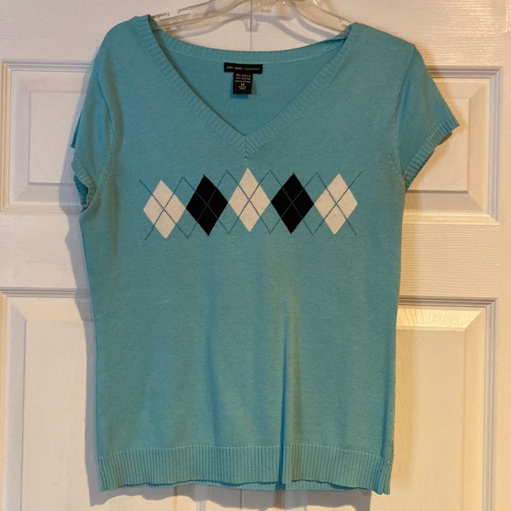 NY&C shirt sleeved blue printed sweater